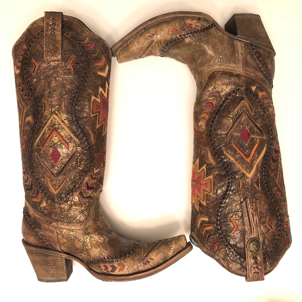 Corral Cowboy Boots Burnished Metallic Size 7